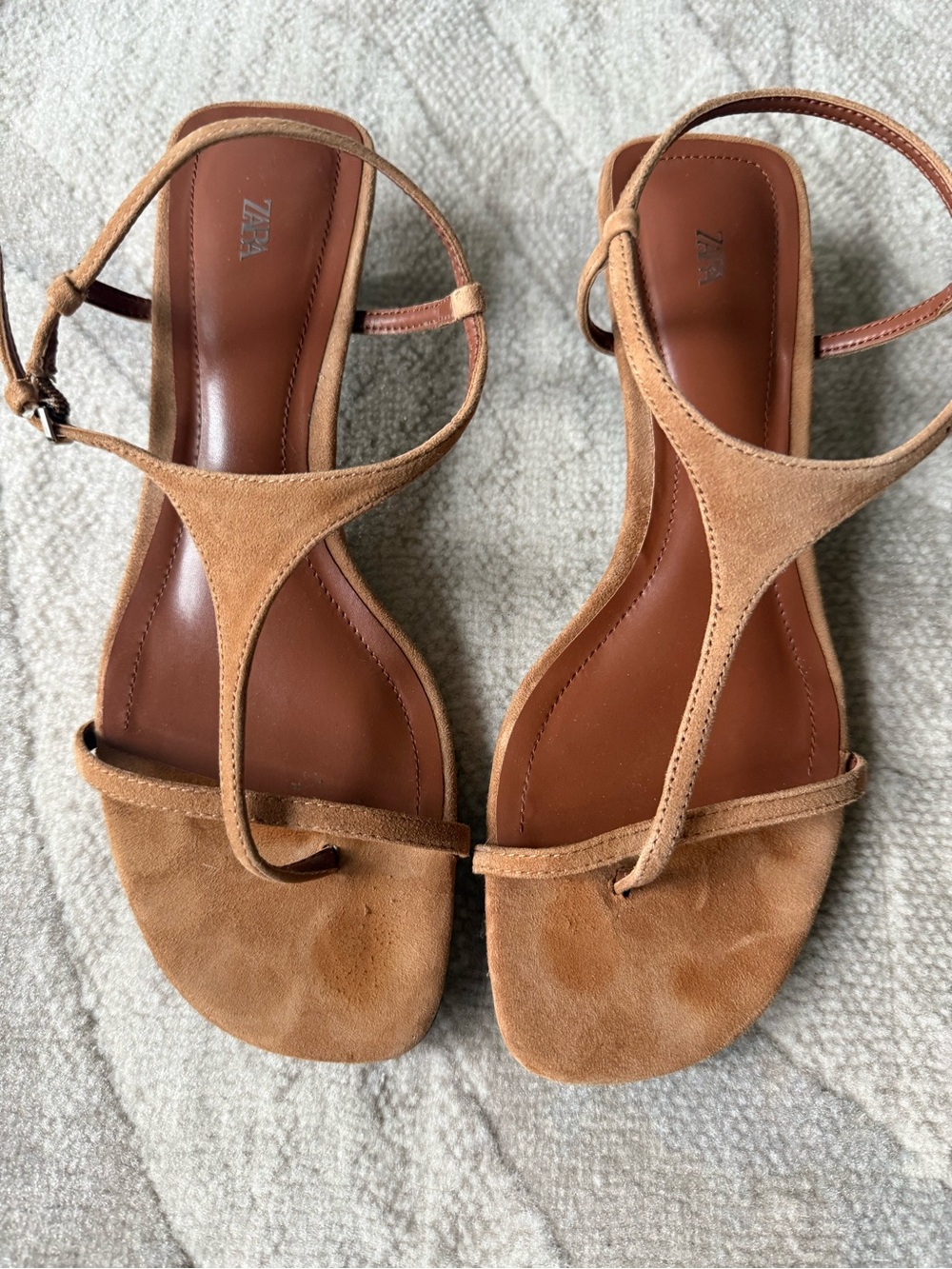 Zara suede kitten heel sandals